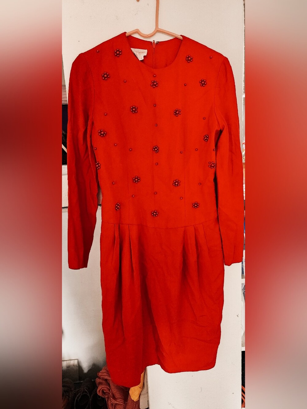 "DAVID WARREN" WOMEN'S 80'S/90'S HOLIDAY DRESS - RUBY RED